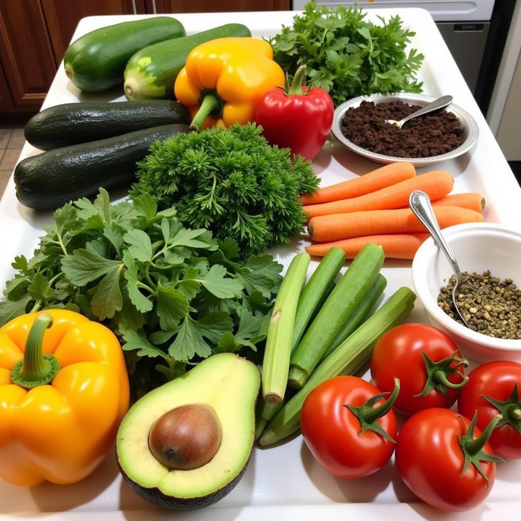 Fresh, vibrant ingredients for preparing raw food soups.