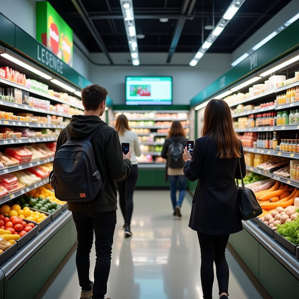 Real Food Barcodes in a Futuristic Grocery Store