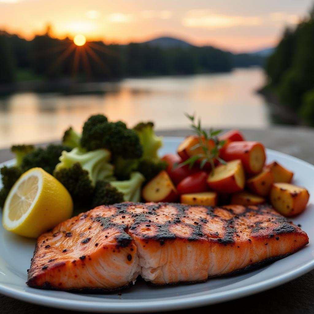 Fresh Grilled Salmon Dinner in Reedsport Oregon