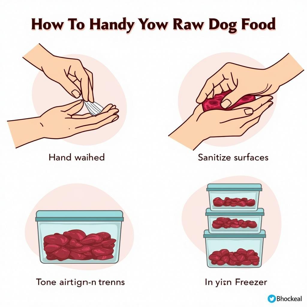 Demonstrating proper handling of raw dog food