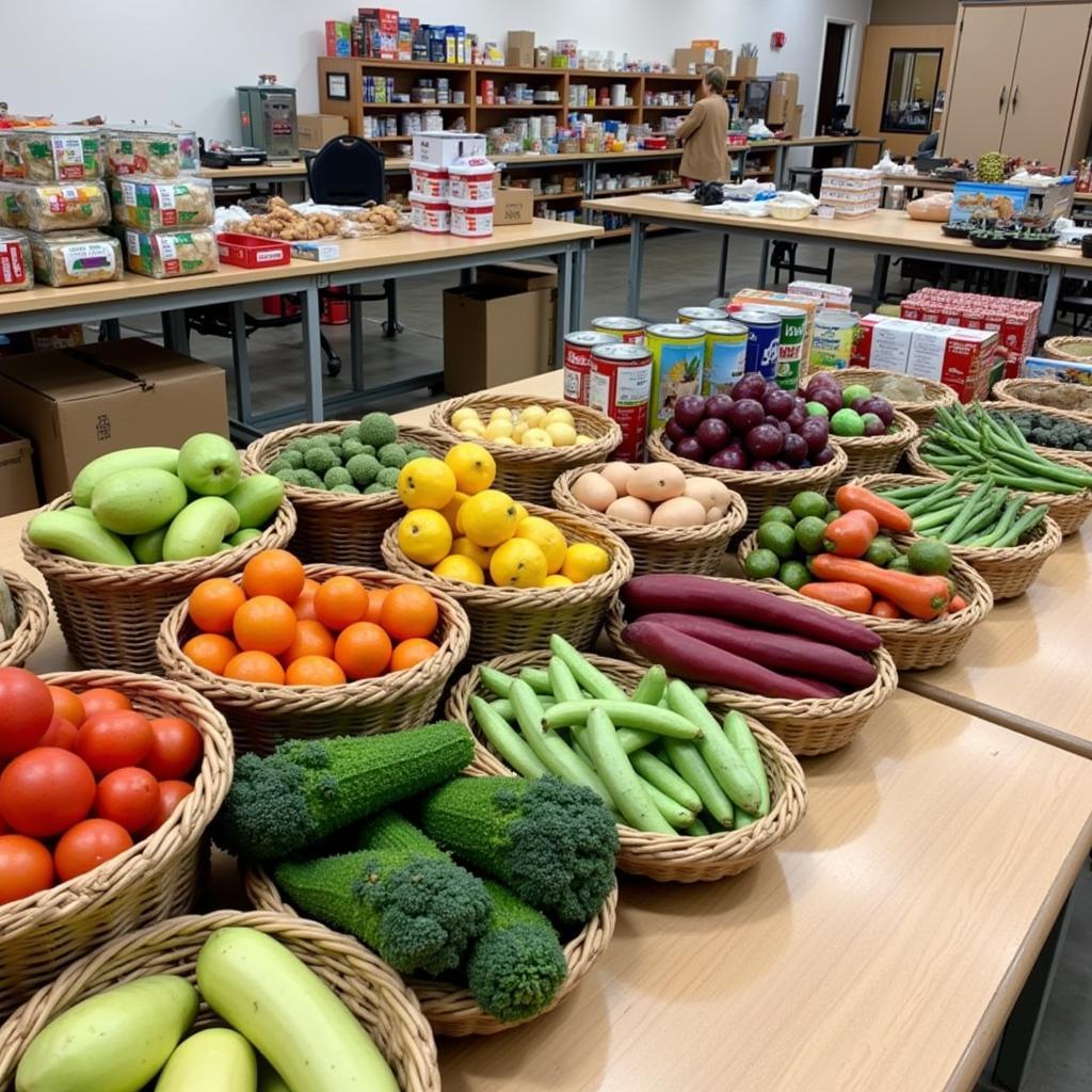 Variety of food items available at the Saint Anthony Food Pantry.