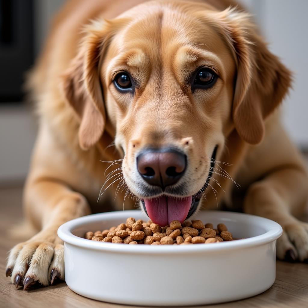 Senior Dog Enjoying Lamb Dog Food