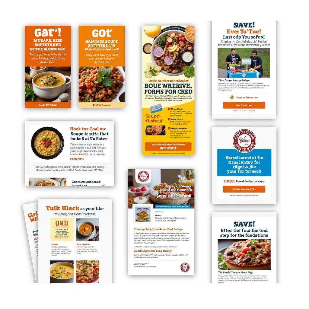 Promotional materials for a Souper Bowl food drive.