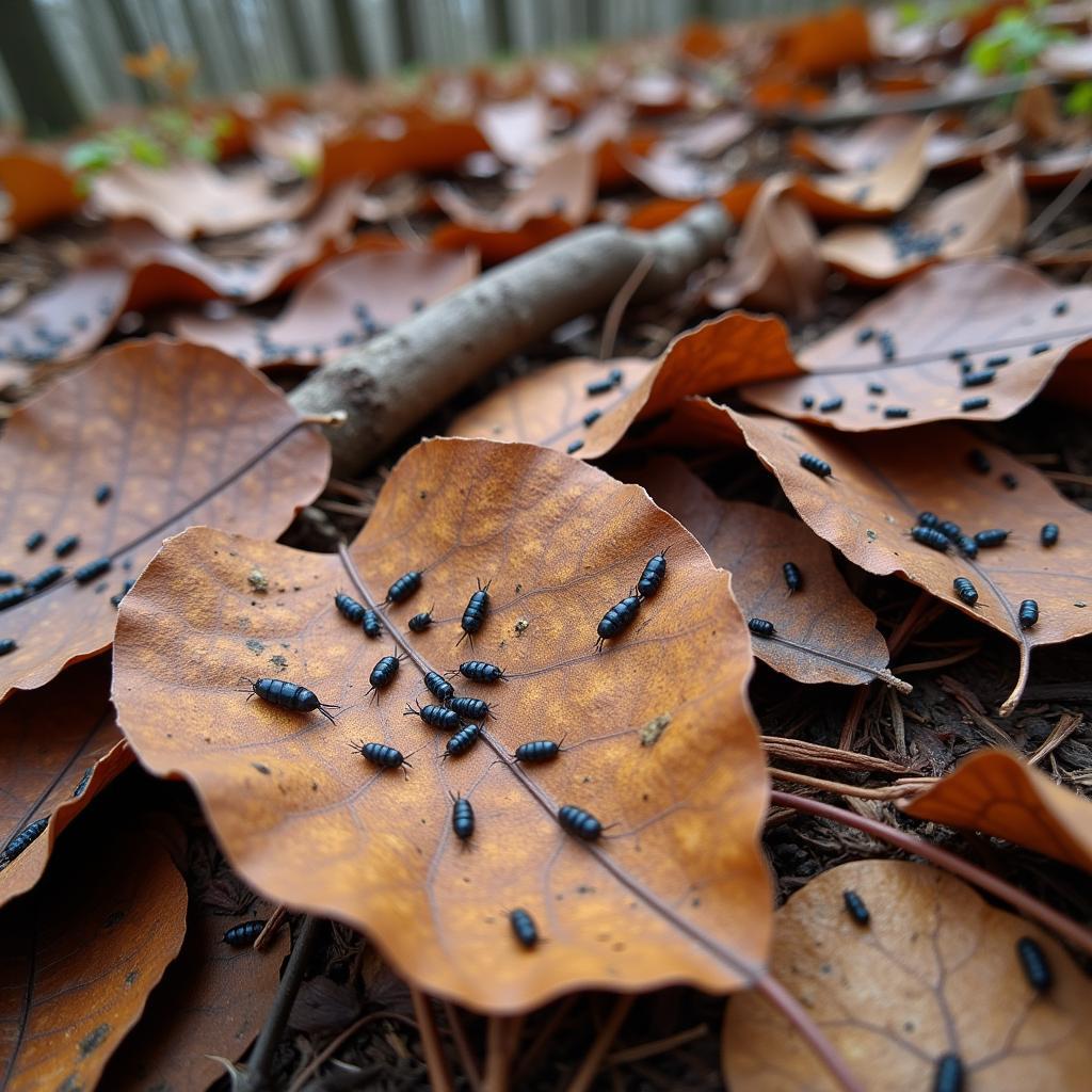 Springtails on decaying leaf litter