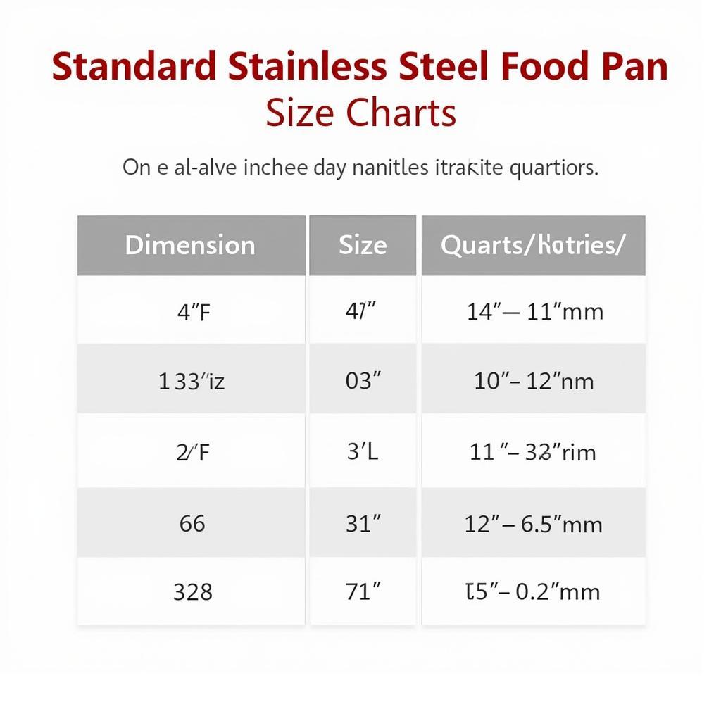 Stainless Steel Food Pan Sizes Chart