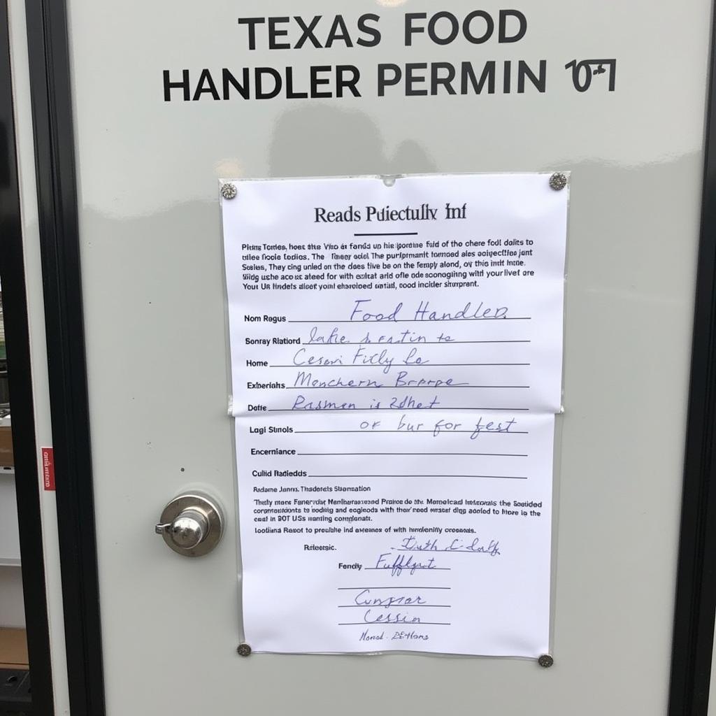 Texas Food Handler Permit Example