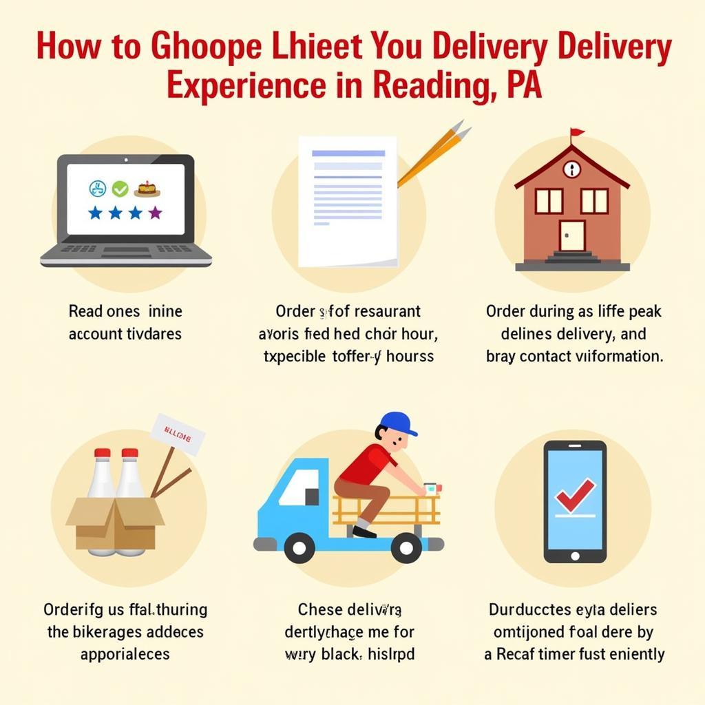 An infographic with tips for ordering Chinese food delivery, including checking reviews, ordering early, and confirming delivery details.