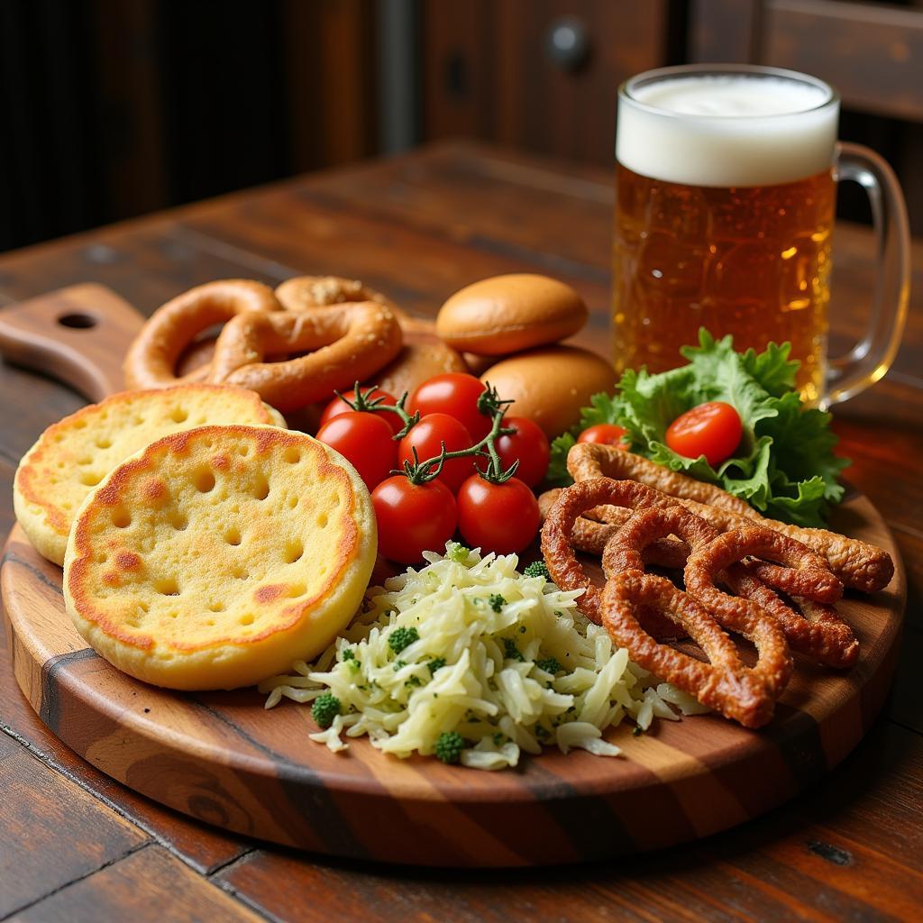 A colorful platter of vegetarian Oktoberfest dishes