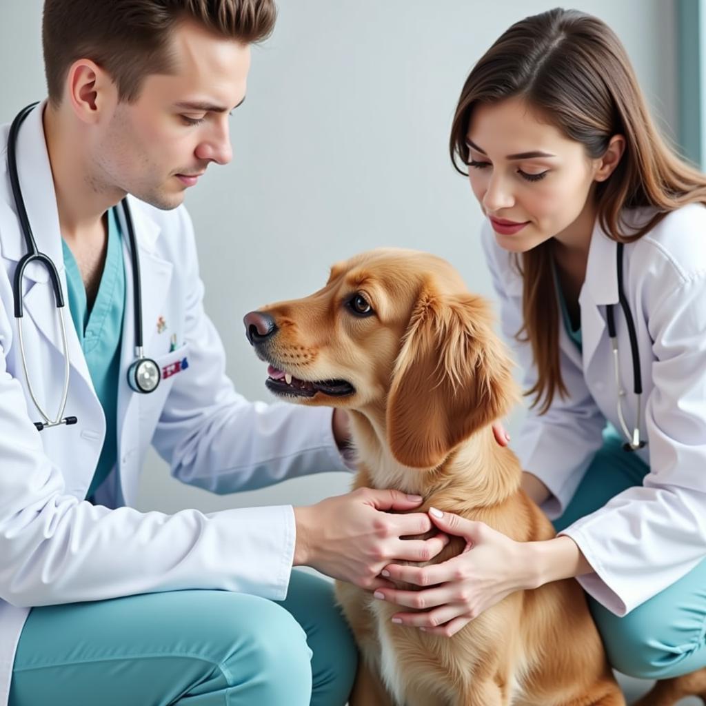 Veterinarian Examining a Dog