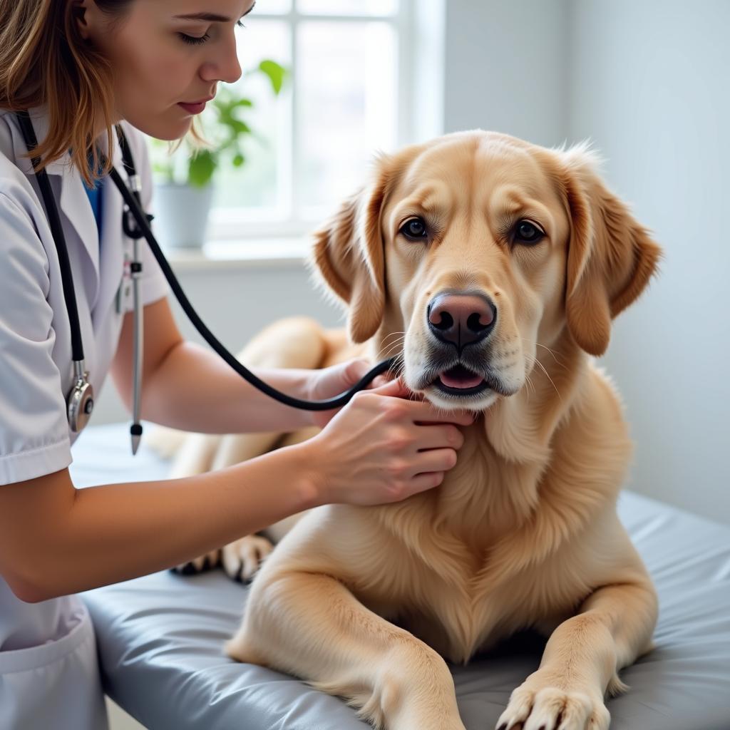 Veterinarian Checking Dog's Health