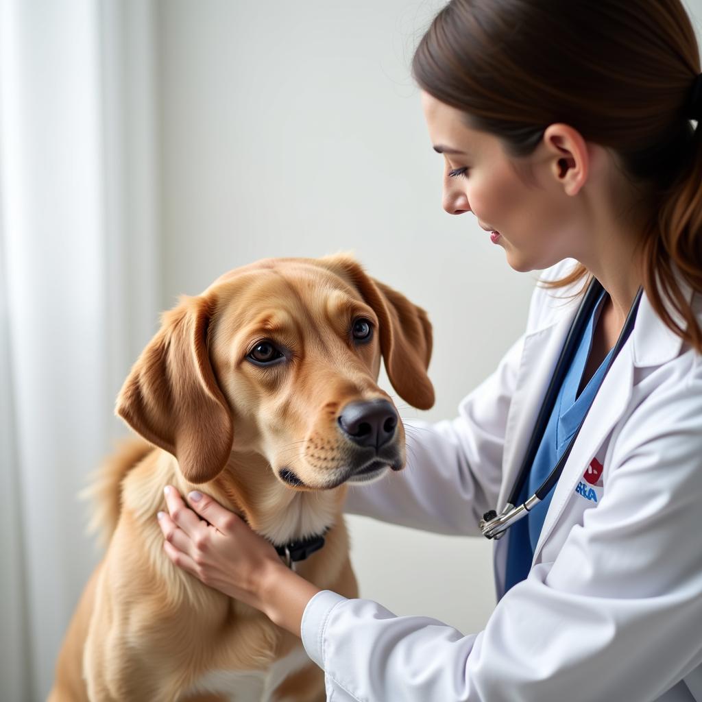 Veterinarian Examining a Dog for Dietary Needs