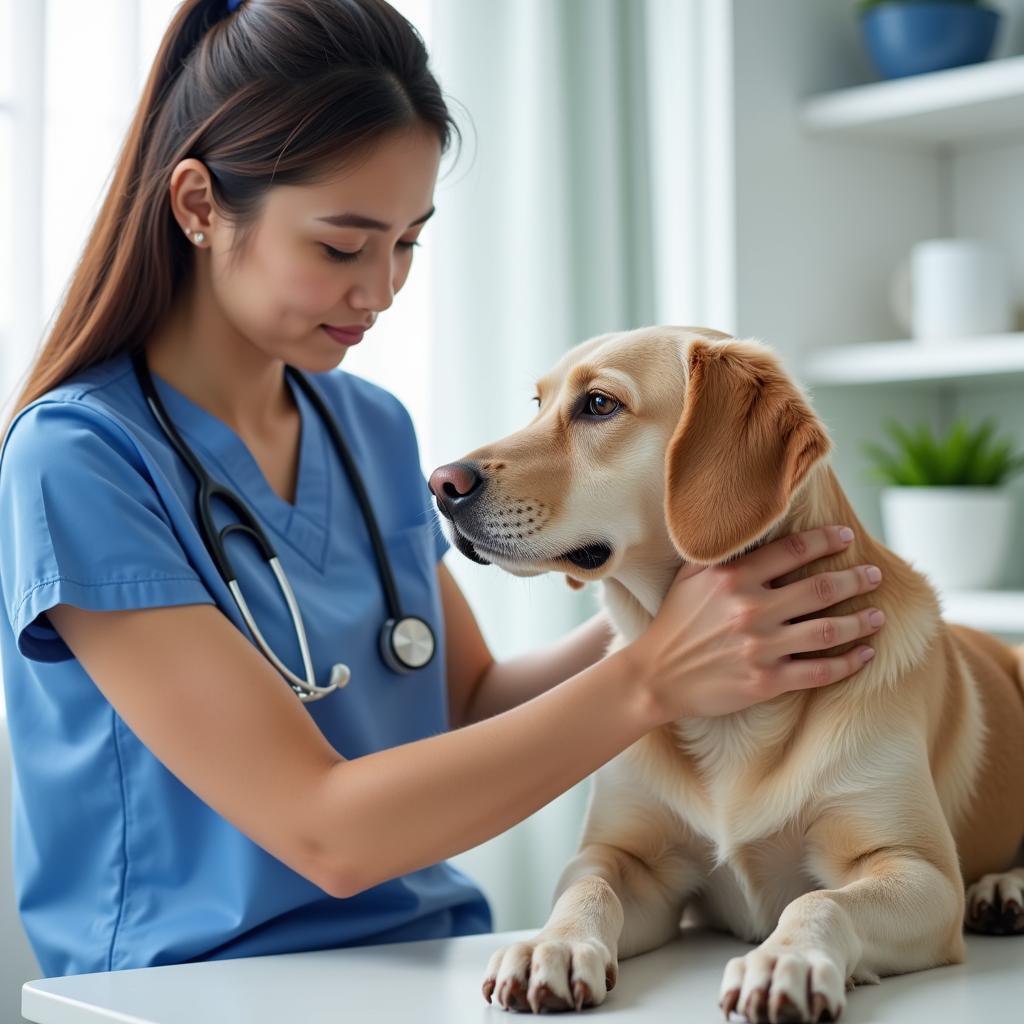 Veterinarian conducting a check-up on a dog