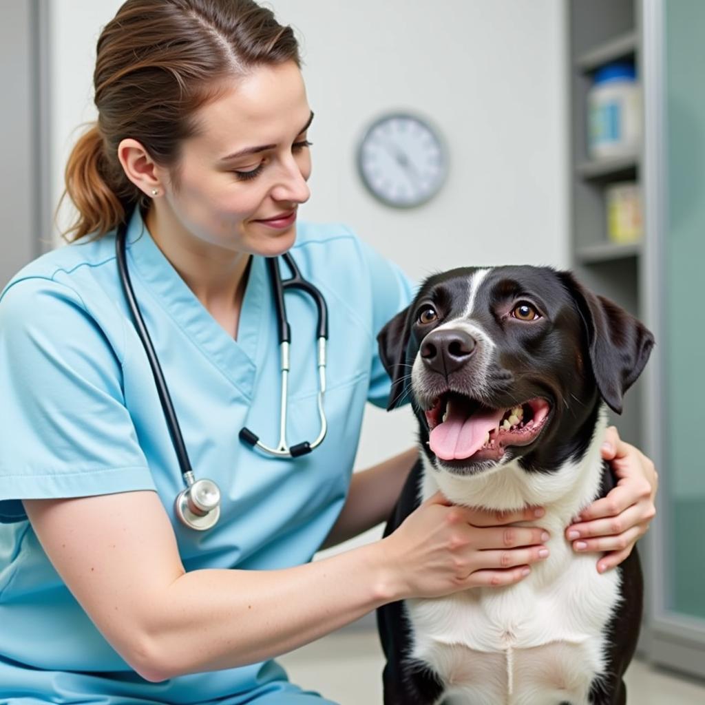 Veterinarian Examining a Dog