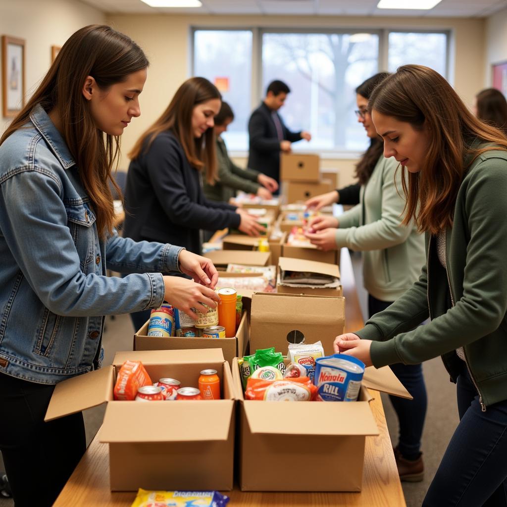 Volunteering at a Thanksgiving food drive near me.