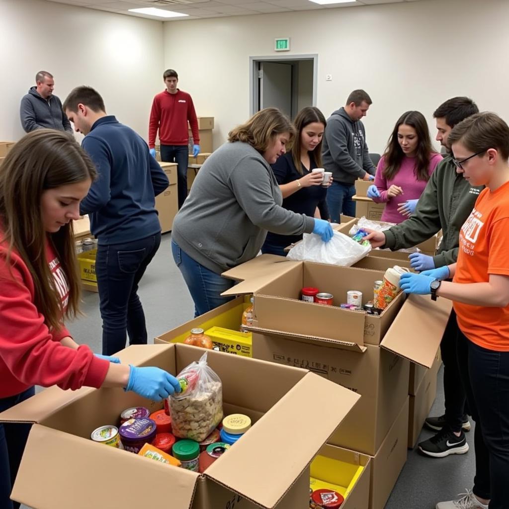 Volunteers Sorting Food Donations