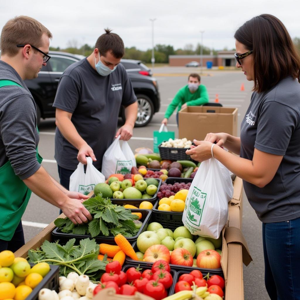 Fresh produce being distributed at a West Midland food depot