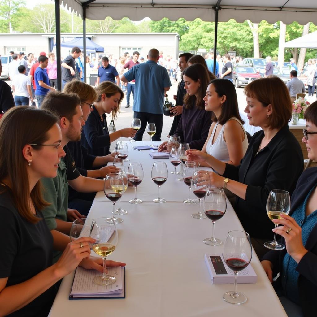 Attendees participating in a wine tasting at the Westchester Wine and Food Festival