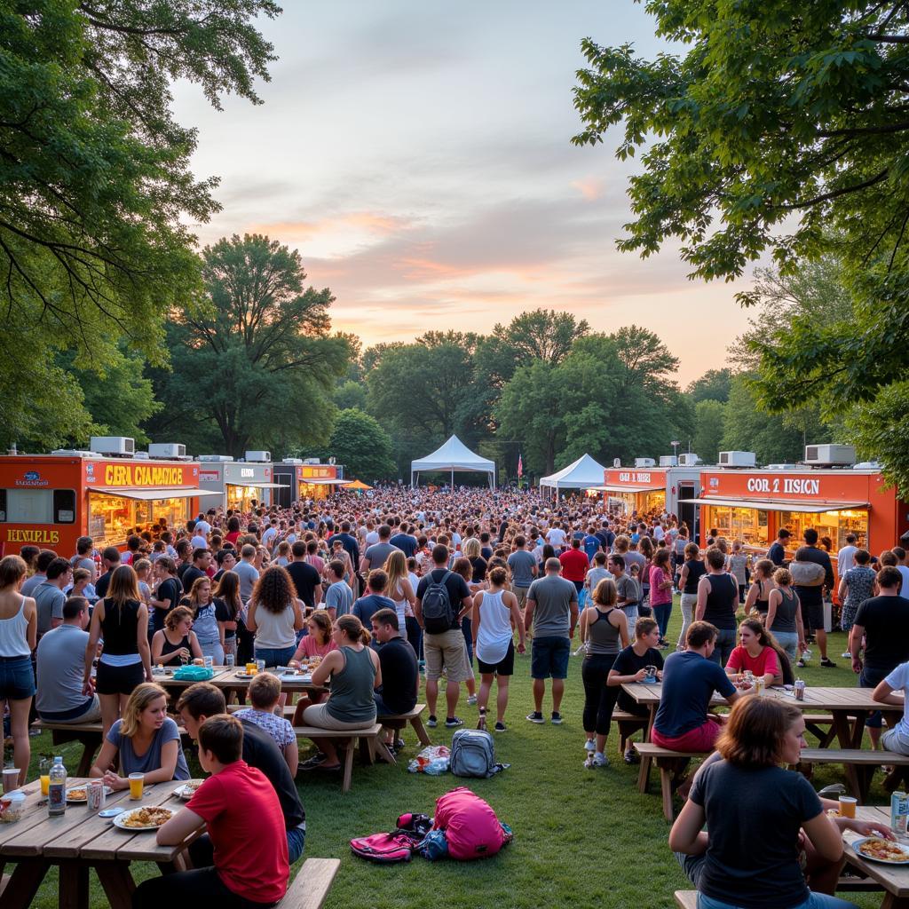 Crowds enjoying the Westerville food truck festival