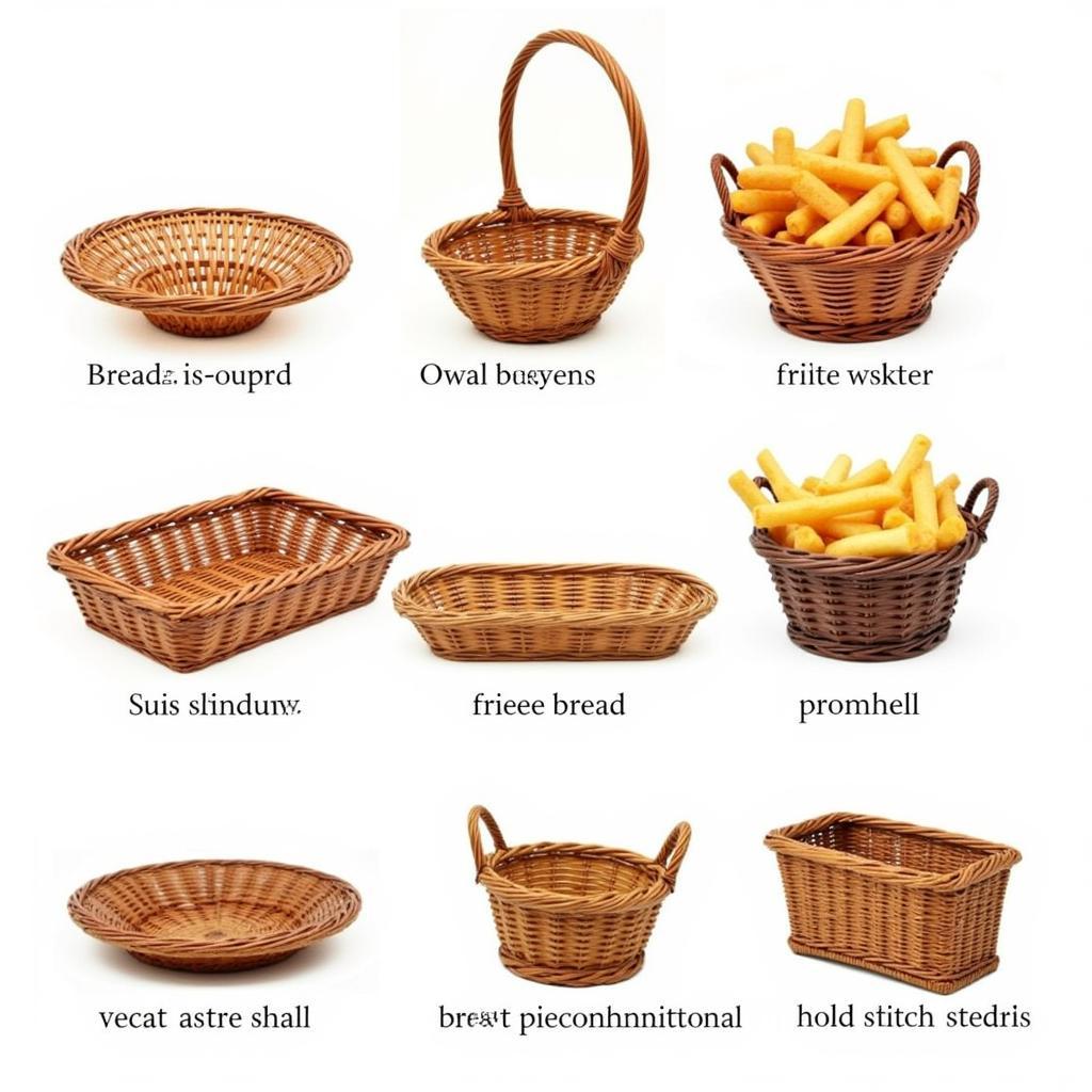 Various Wicker Serving Baskets for Different Food Types