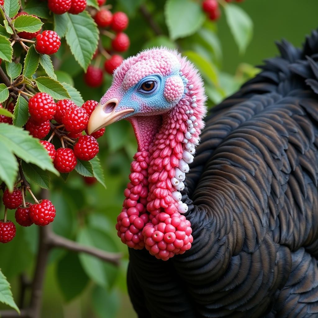 Wild Turkey Consuming Berries