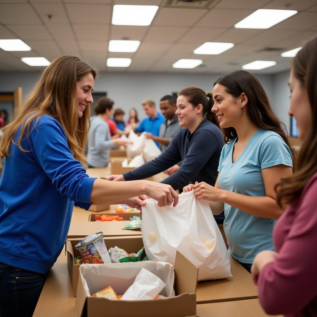 Volunteers at the Wilson Food Pantry distributing food