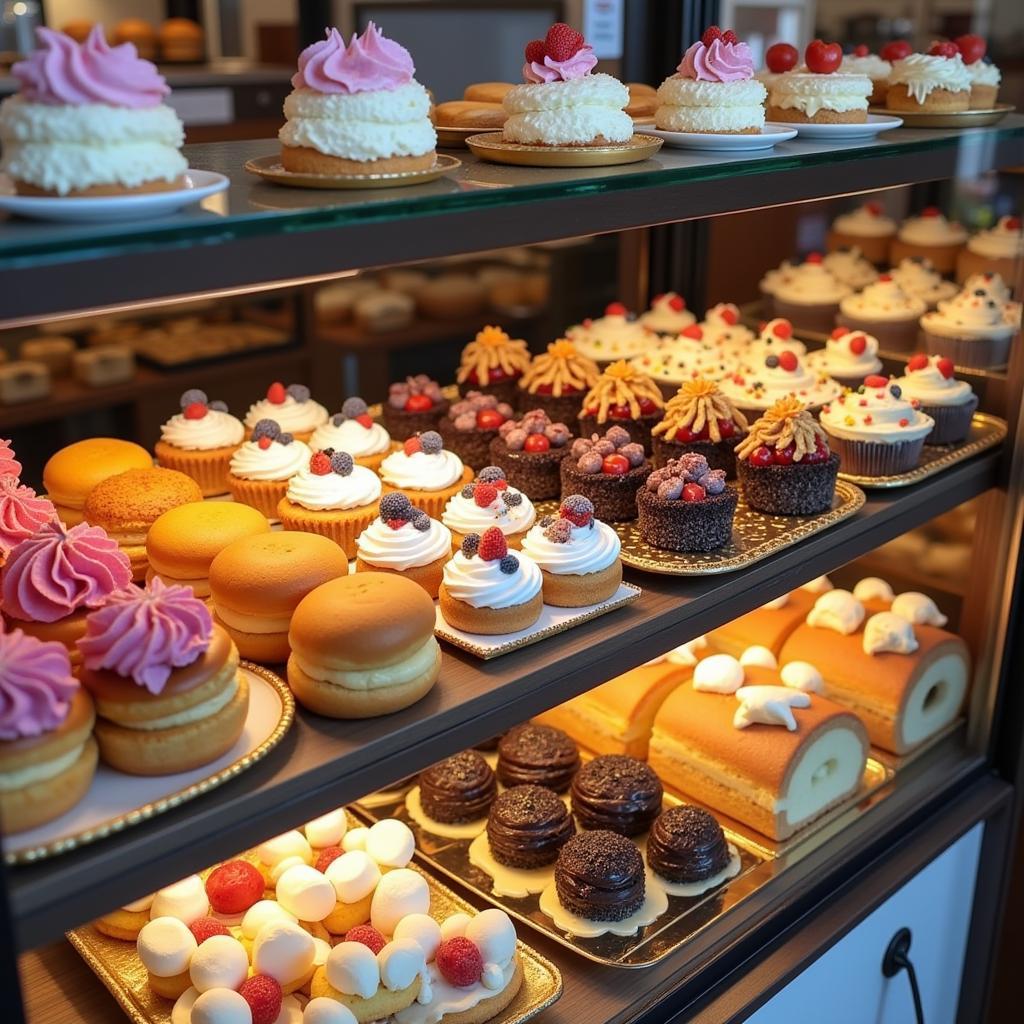 Assortment of Pastries and Cakes in a Wilton Bakery