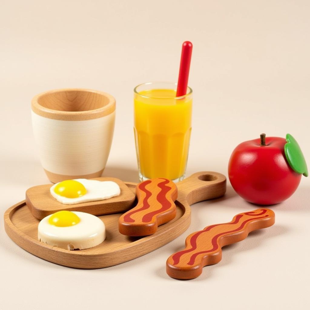 Eco-Friendly Wooden Toy Breakfast Set