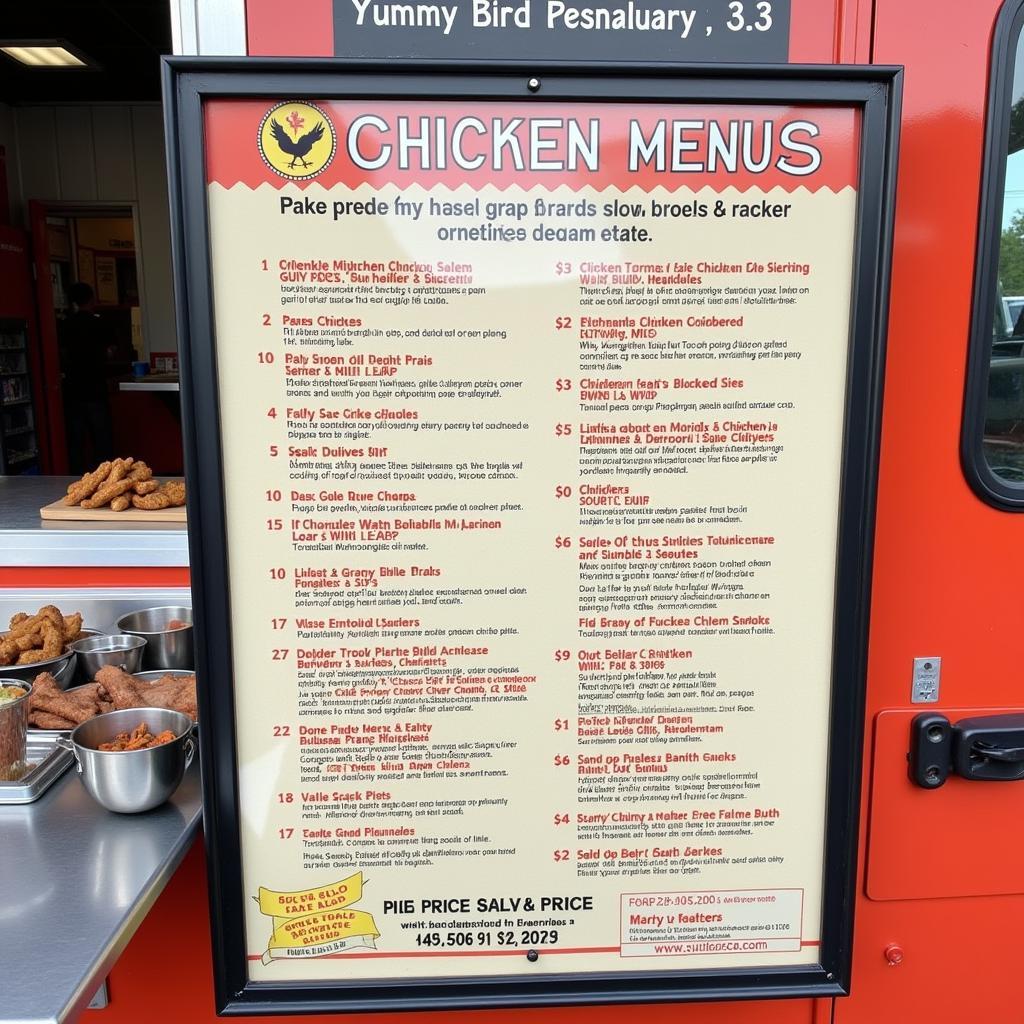 Yummy Bird Food Truck Menu